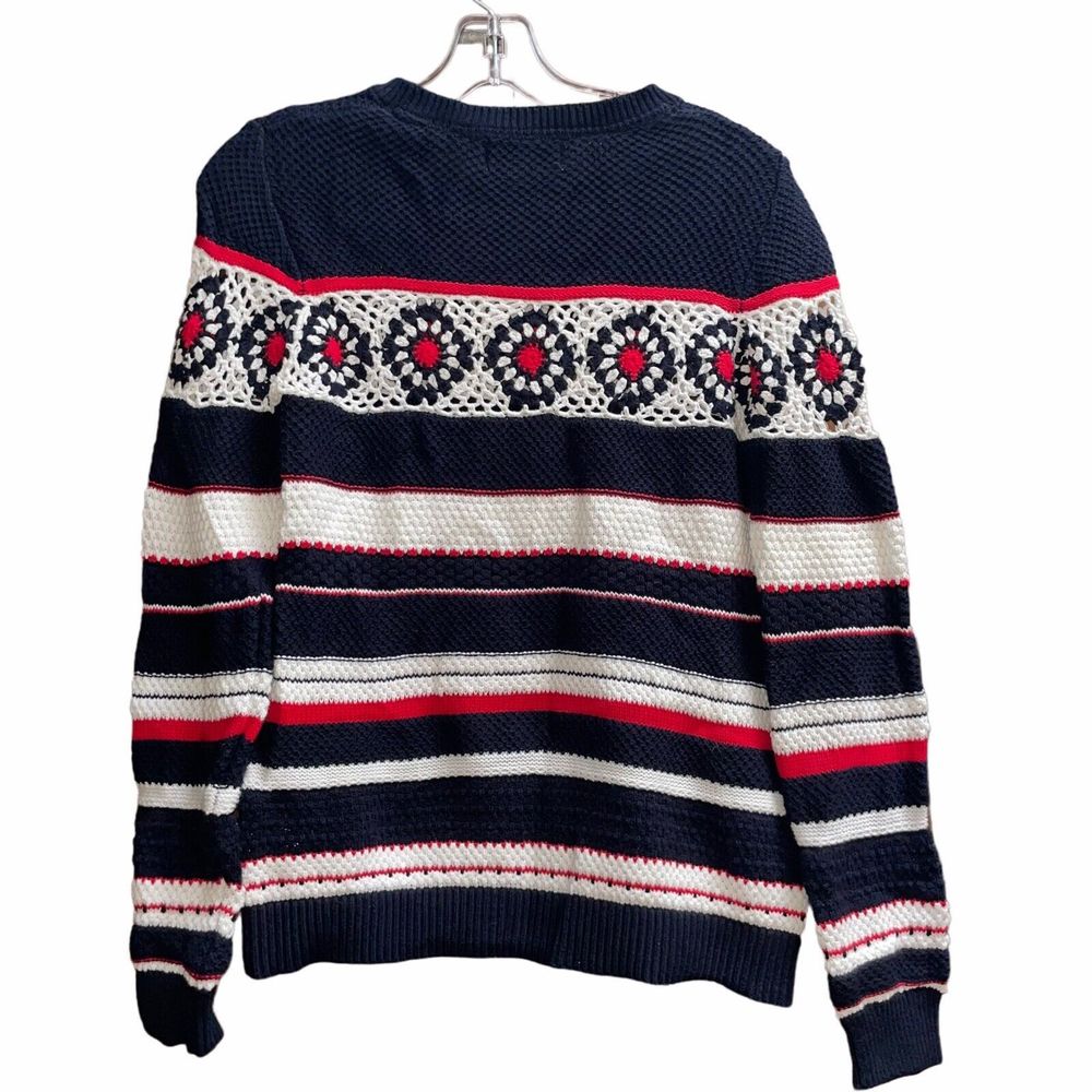 Desigual S Red White & Blue Crochet Granny Square Sweater - Picture 3 of 6